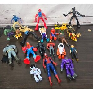 Marvel DC Superhero Action Figure Lot Spiderman Hulk Black Panther Batman 20pc